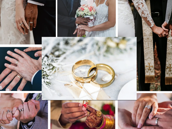 Couple exchanging wedding rings.