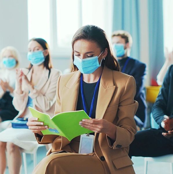 woman looking on the training book