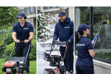 tonte de pelouse,déneigement avec souffleuse, lavage de vitres extérieures sont des services offerts