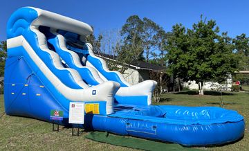 This 16' high slide has a huge pool at the bottom for lots of splashes!