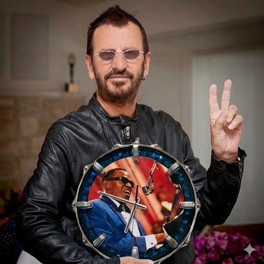Ringo with his Ray Charles drum clock with LED lights and bluetooth amplifier and speakers