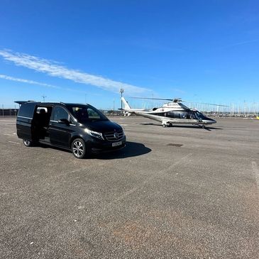 Helicopter transfer with vip mercedes v class helicopter charter company event travel