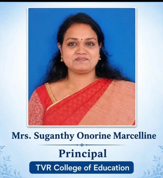 Portrait of Mrs. Suganthy Onorine Marcelline, Principal of TVR College of Education.