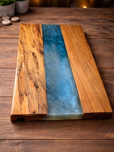 Handcrafted resin and wood art piece