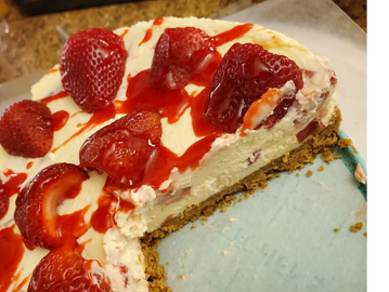 Photo of strawberry no-bake cheesecake