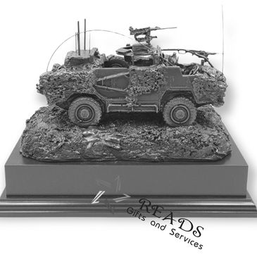Jackal military model gift, Presentation, bronze resin military gifts, Tidworth engravers, Laser