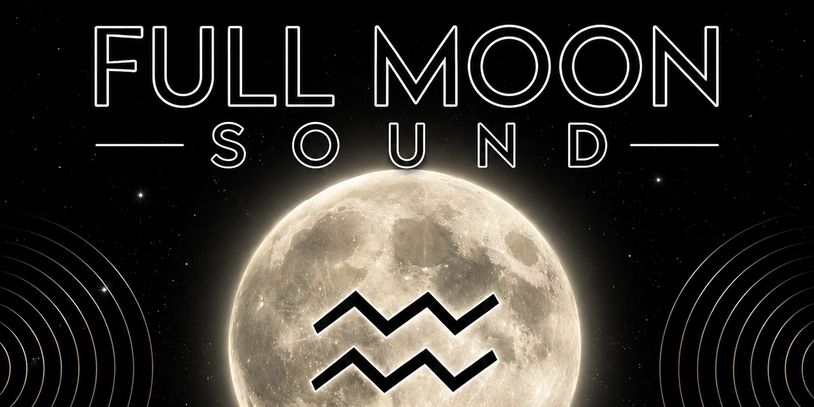 Full Moon Sound logo with a glowing full moon and wave symbols.
