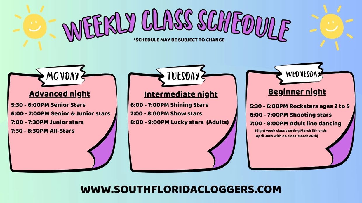 South Florida Clogger Schedule