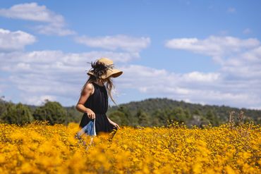 Child photoshoot; girl in a flower field photography