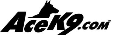 Logo of AceK9.com featuring a dog's head silhouette.