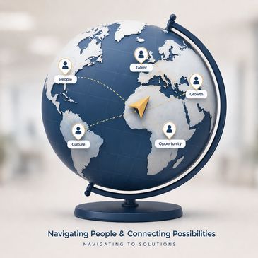 Globe showing key business concepts like talent and growth, symbolizing global connectivity.