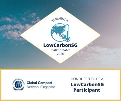 LowCarbonSG participant badge for 2026 by Global Compact Singapore.