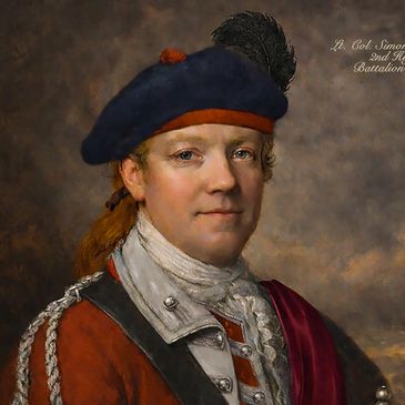 Portrait of a historical military officer in traditional uniform with a feathered hat.