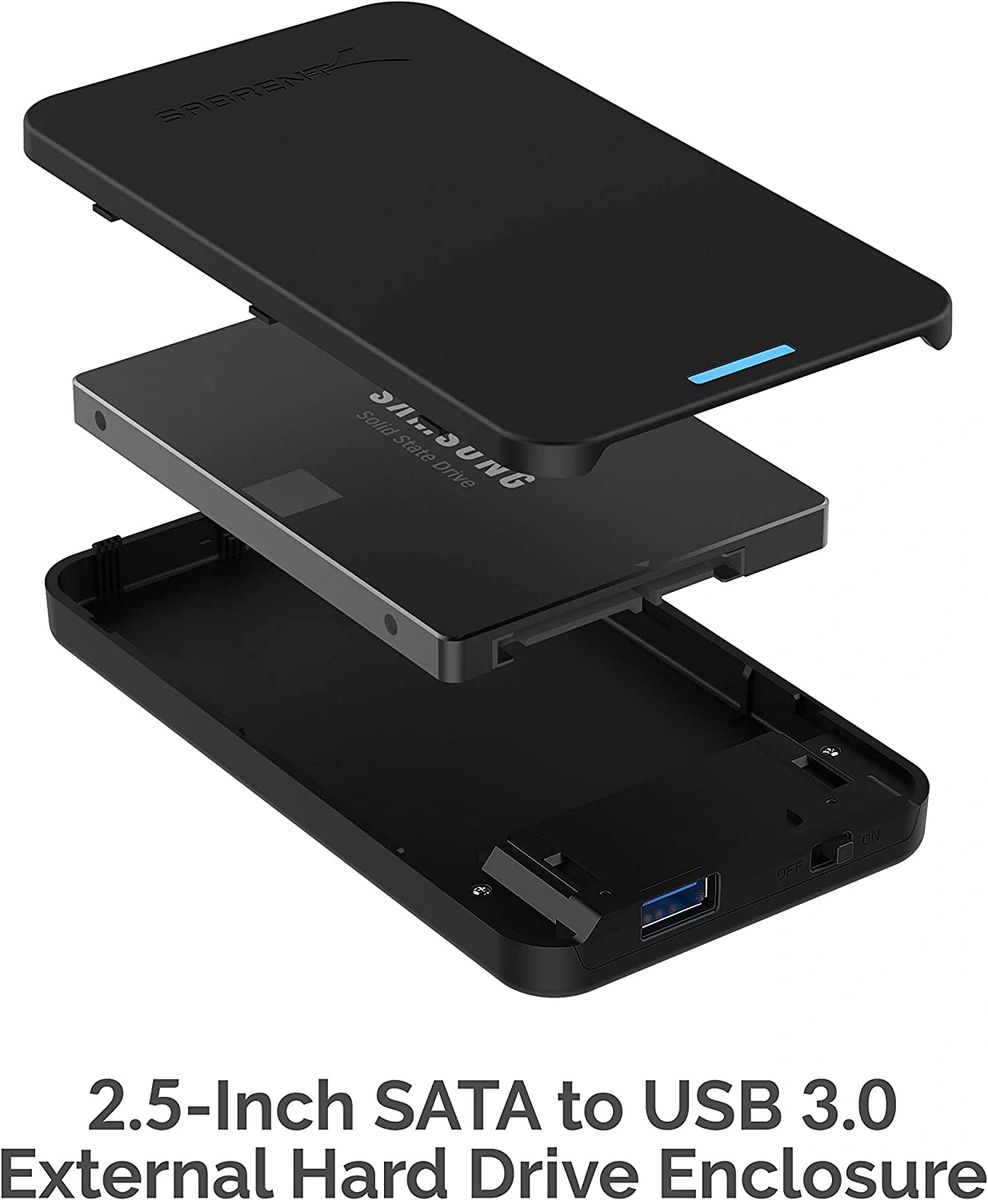 SABRENT 2.5-Inch SATA to USB 3.0 Tool-Free External Hard Drive Enclosure  [Optimized for SSD,