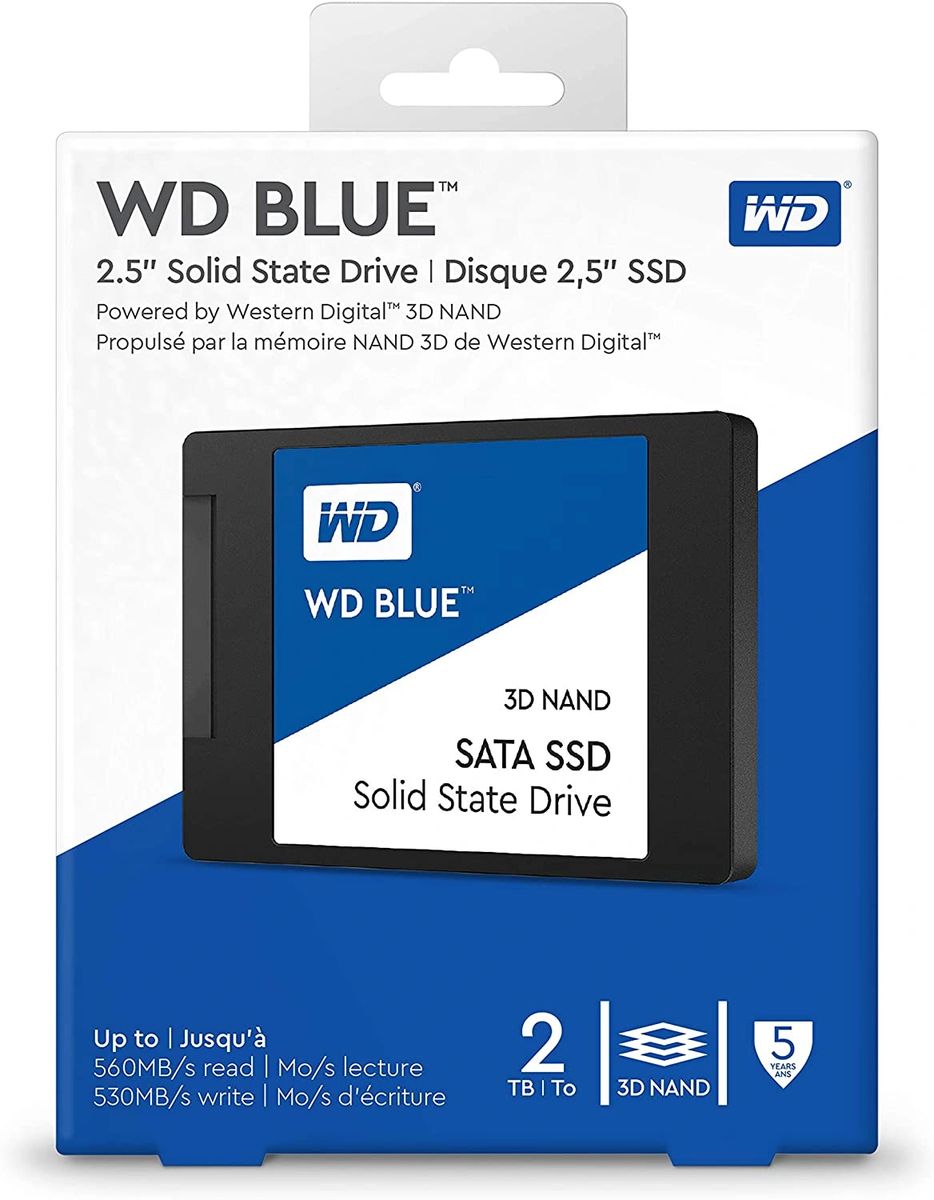 Western Digital 2TB WD Blue 3D NAND Internal PC SSD - SATA III 6 Gb/s, 2.5"/