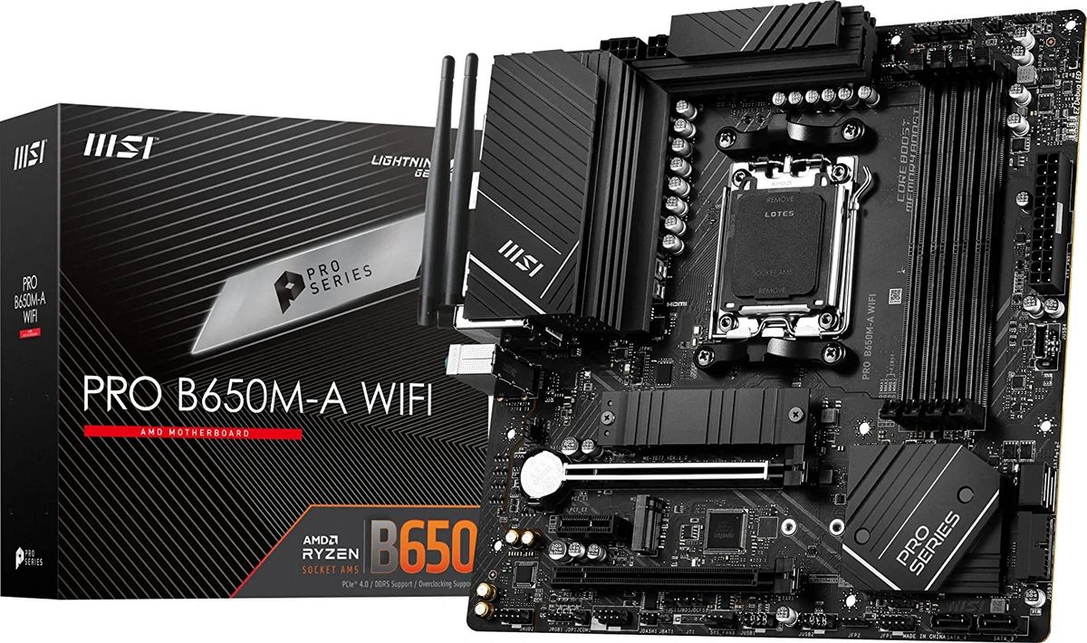 MSI PRO B650M-A WiFi ProSeries Motherboard (AMD AM5, mATX, DDR5, PCIe 4.0,  M.2, SATA