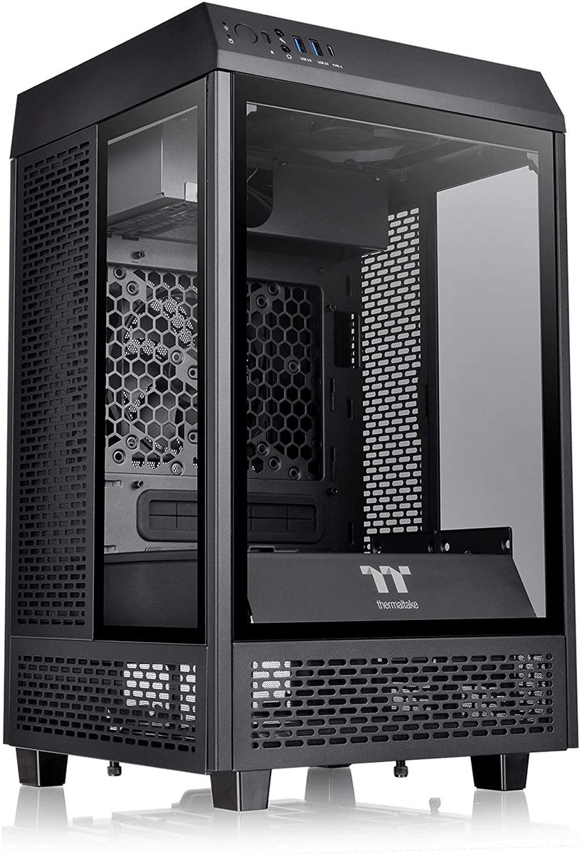 Thermaltake Tower 100 Black Edition Tempered Glass Type-C (USB 3.1 Gen 2)  Mini Tower Computer Chassis supports Mini-ITX CA-1R3-00S1WN-00
