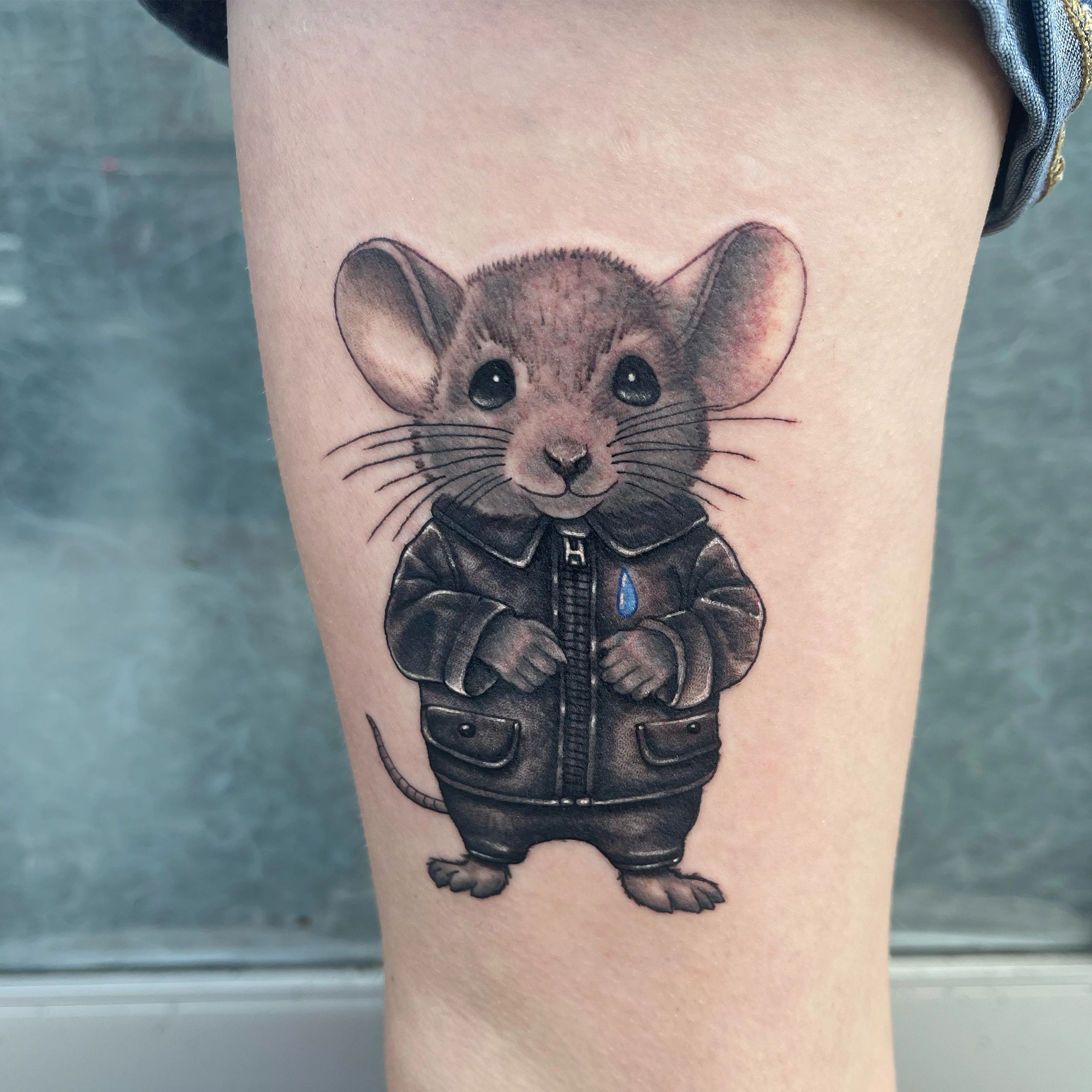 adorable mouse in a biker jacket