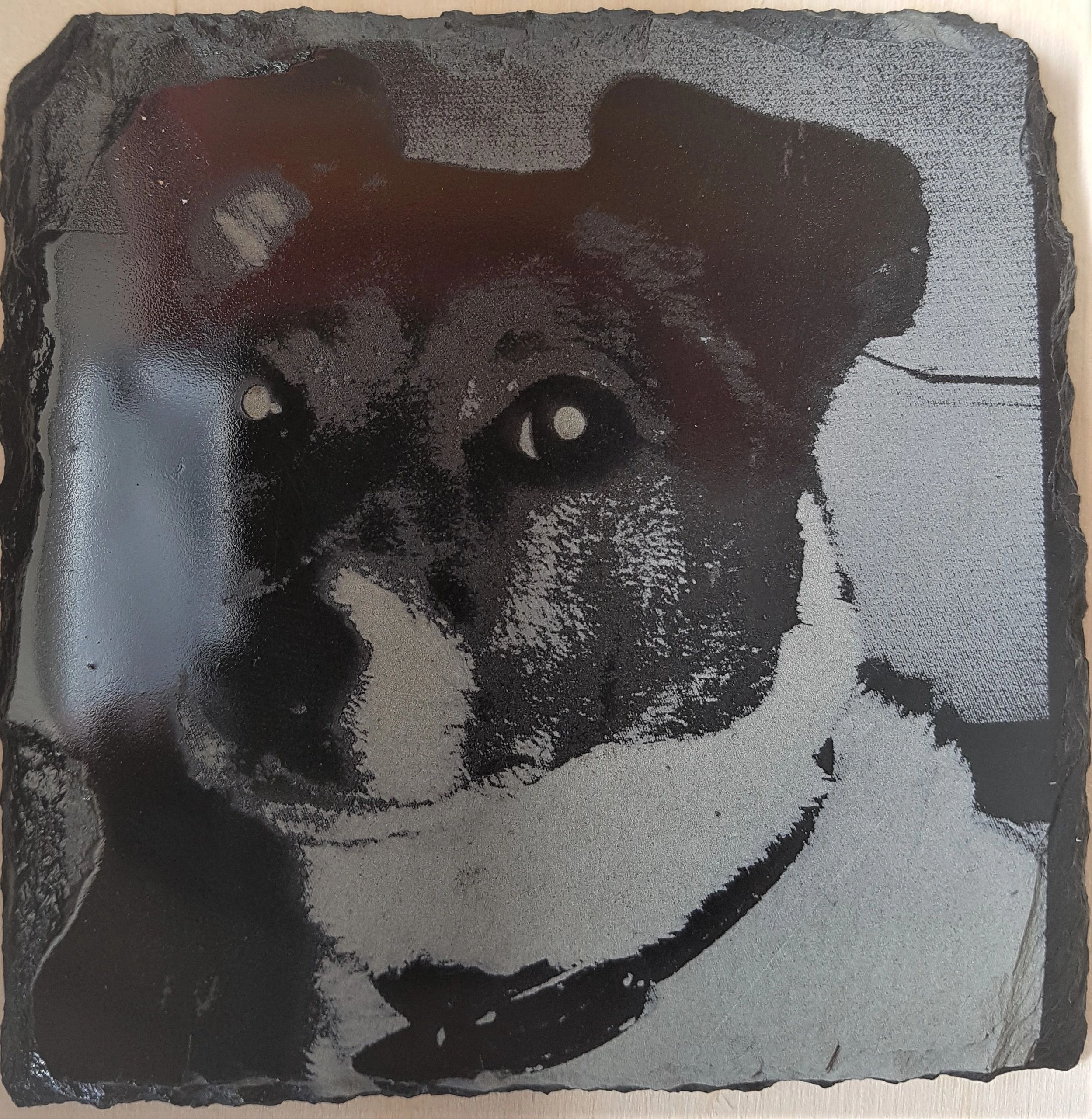Photograph on slate using a laser