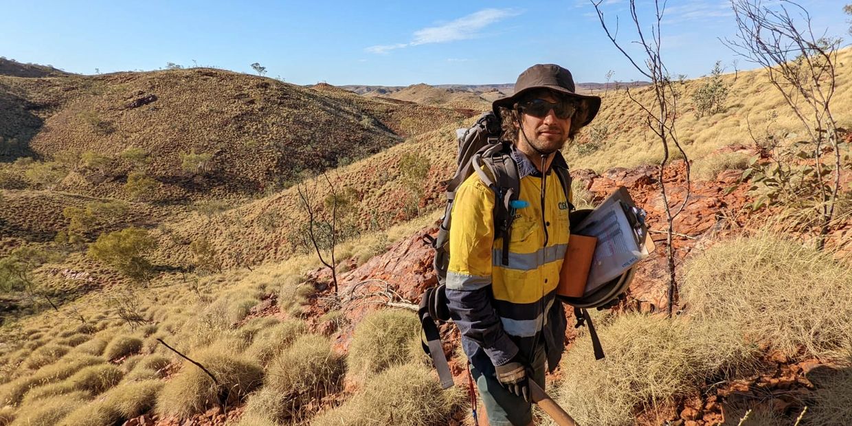 field technician during a passive seismic survey in the pilbara