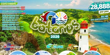 Go Batanes 2026 tour package: 4 days, 3 nights with tours, meals, transfers, and accommodations included.