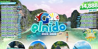 Go El Nido 2025-2026 tour package: 4 days, 3 nights, island hopping, accommodations, and airfare included.
