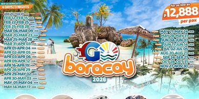 Boracay 2026 travel package for 4 days and 3 nights with beachfront hotel options starting at ₱12,888.