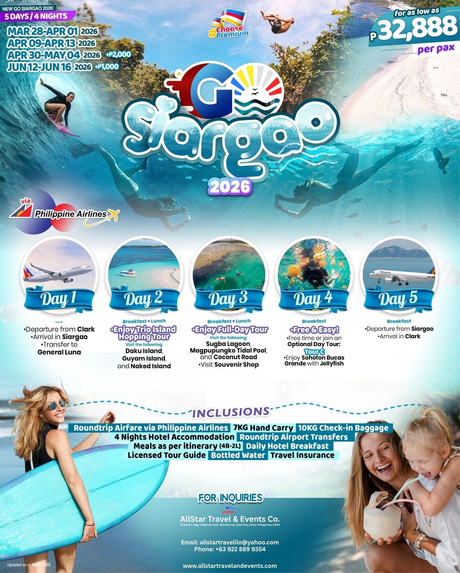 Go Siargao 2026 travel package offers 5 days and 4 nights adventure with island tours and beach activities.