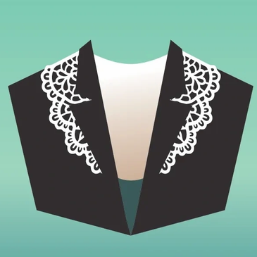 Black jacket with white lace details.
