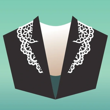 Black jacket with white lace details.