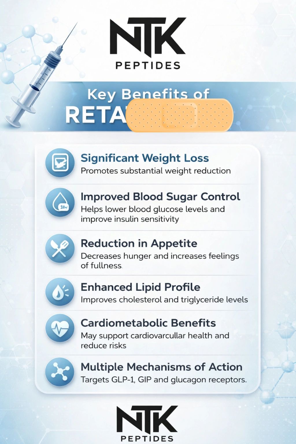 NTK Peptides highlights key benefits of a treatment including weight loss and improved blood sugar control.