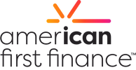 Logo of American First Finance with a colorful gradient symbol.