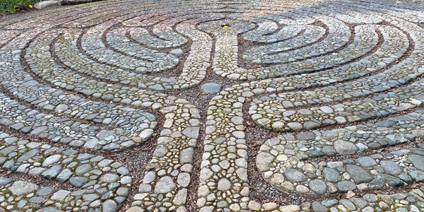 Multicolored stone labyrinth