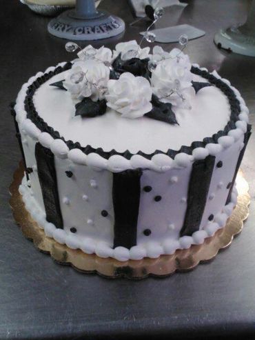 Black and White Stripes and Dots with Roses