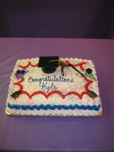 Sheet Cake with Small Grad Cap and Diploma