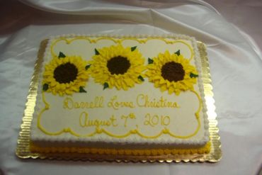 Sheet Cake with Icing Sunflowers