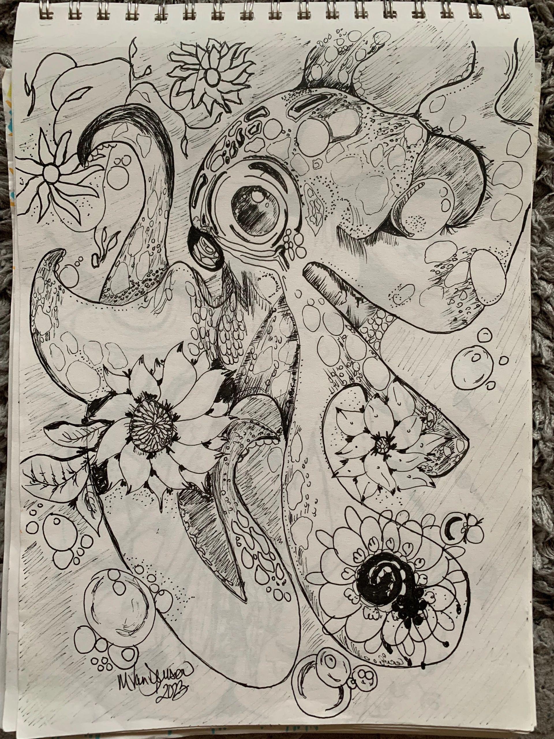 Ink on board - Octopus Flowers - copies available. Original sold 