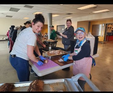 Easter Volunteers Boxing Food