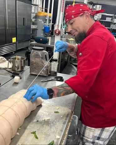Chef Shawn Tibbitts Tying Pork Belly