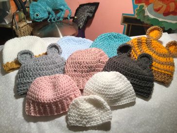 New Born Baby Hats Crocheted and Donated to Maternity Unit. 