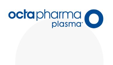 Octapharma Plasma logo in blue.