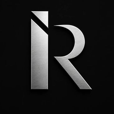Metallic silver NR logo on black background.