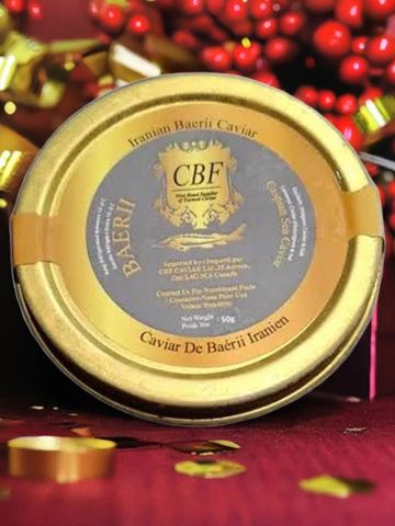 50g of Baerii ( Siberian) Caviar from the Caspian Sea—pure luxury in every bite.
