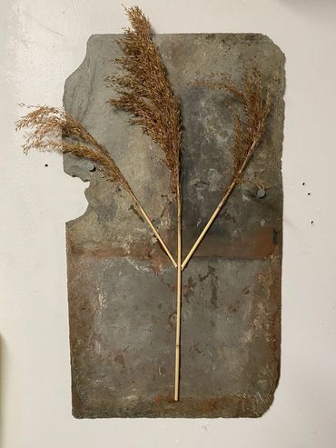 'Fylgia and the Fetch'
reeds on slate
18" x 10.25" / 46cm x 26cm
2020