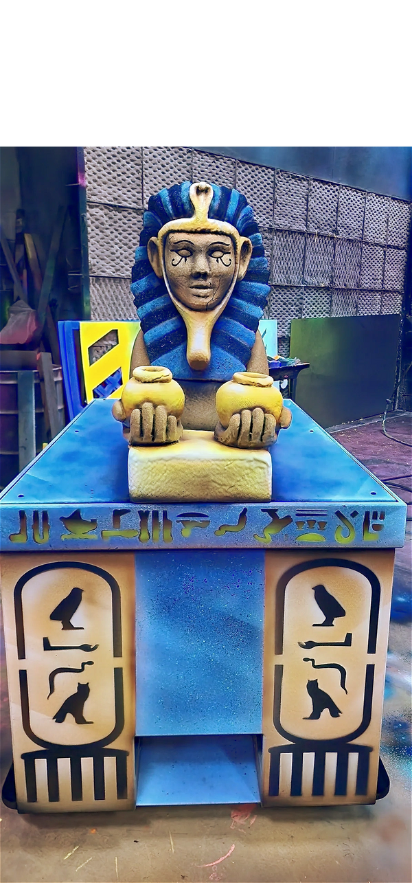 Blacklight Egyptian Tomb: sculpted with hard foam, lined with hard coat. Painted by me  