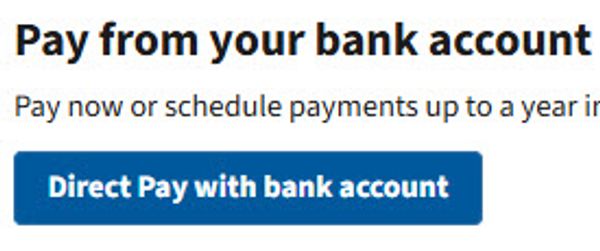 Button to pay directly from bank account.