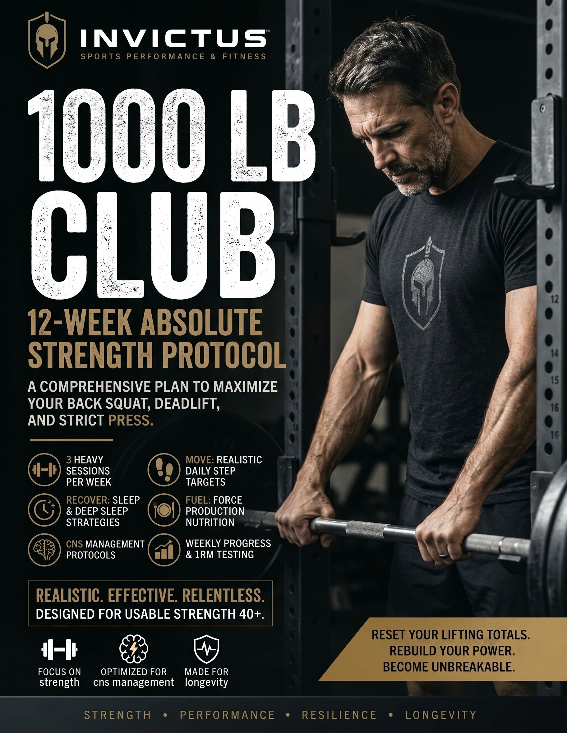 Poster for a 12-week strength training program called 1000 LB Club.