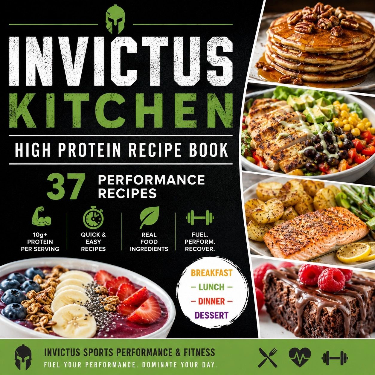 High protein recipe book with 37 performance recipes.