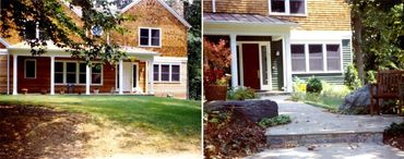 Dirt slope prepared for garden landscaping.