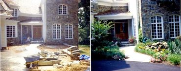 Construction site for a stone patio.